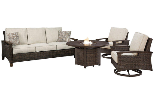 Paradise Trail Outdoor Sofa, Lounge Chairs and Fire Pit Table - Vida Furniture (Laredo,TX)