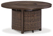 Paradise Trail Paradise Trail Fire Pit Table with 4 Nuvella Swivel Lounge Chairs - Vida Furniture (Laredo,TX)