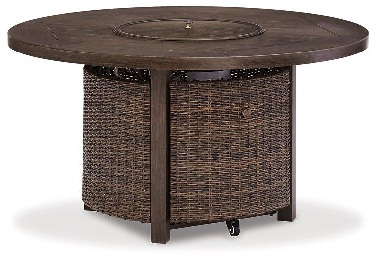 Paradise Trail Paradise Trail Fire Pit Table with 4 Nuvella Swivel Lounge Chairs - Vida Furniture (Laredo,TX)