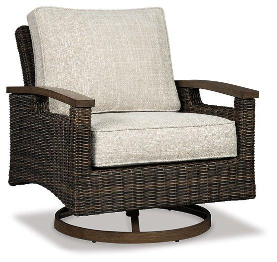 Paradise Trail Paradise Trail Fire Pit Table with 4 Nuvella Swivel Lounge Chairs - Vida Furniture (Laredo,TX)