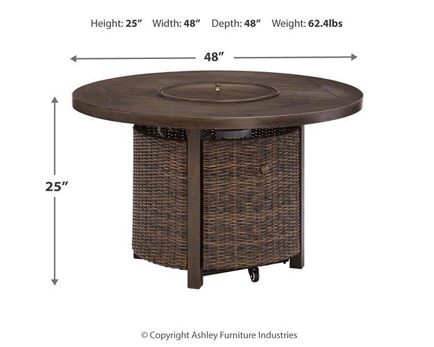 Paradise Trail Paradise Trail Fire Pit Table with 4 Nuvella Swivel Lounge Chairs - Vida Furniture (Laredo,TX)