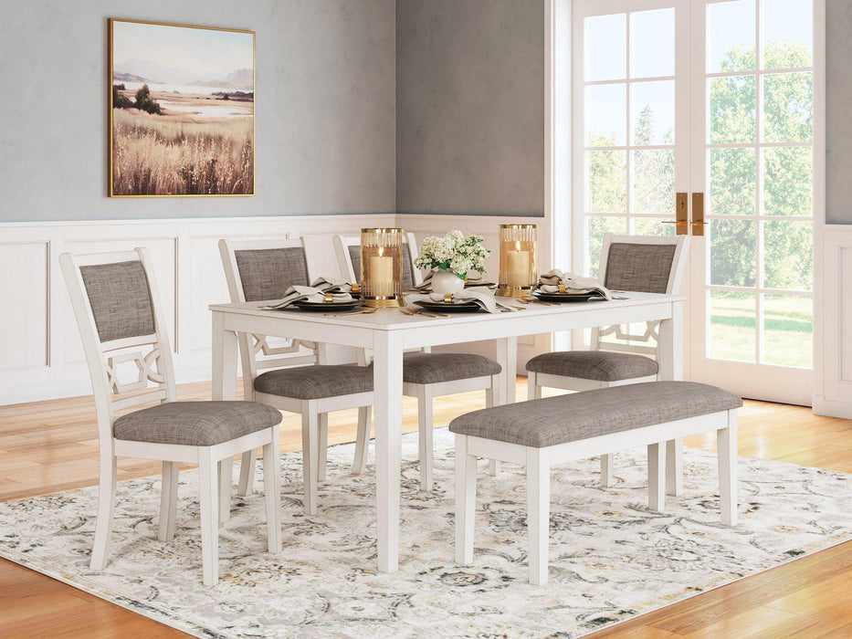 Erinberg Dining Table and 4 Chairs and Bench (Set of 6) - Vida Furniture (Laredo,TX)