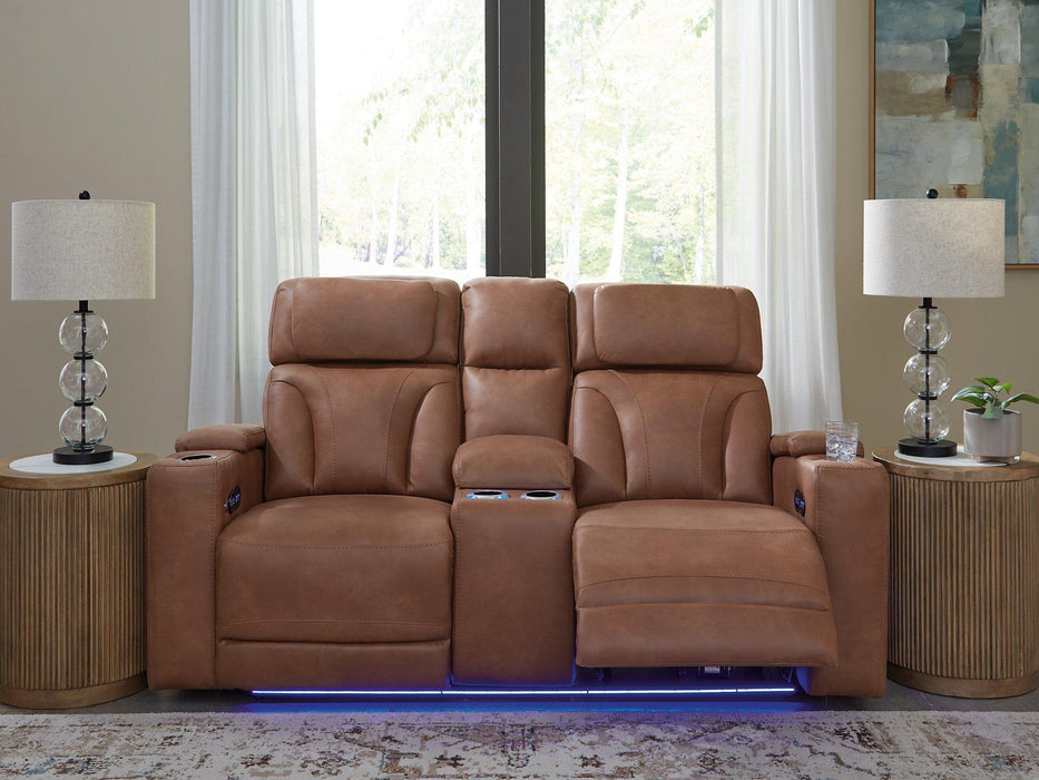 Clean-Slate Power Reclining Loveseat with Console - Vida Furniture (Laredo,TX)