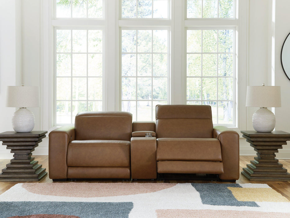 Magic Man Power Reclining Sectional Loveseat with Console - Vida Furniture (Laredo,TX)