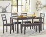 Bridson Dining Table and Chairs with Bench (Set of 6) - Vida Furniture (Laredo,TX)