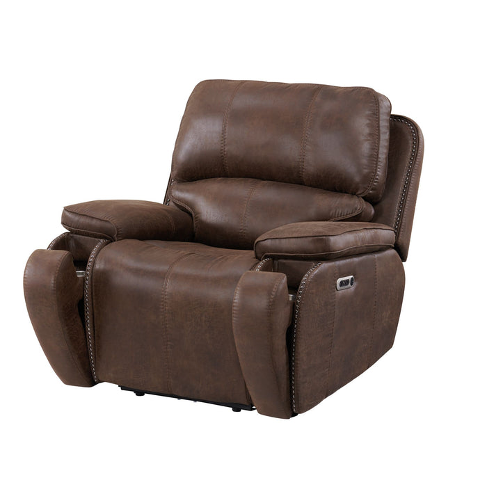 Atlantis Power Motion Recliner with Power Head Recliner in Heritage Brown - Vida Furniture (Laredo,TX)