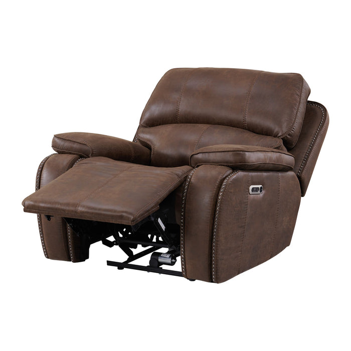 Atlantis Power Motion Recliner with Power Head Recliner in Heritage Brown - Vida Furniture (Laredo,TX)