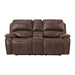 Atlantis Power Motion Loveseat with Power Motion Head Recliner & Console in Heritage Brown - Vida Furniture (Laredo,TX)