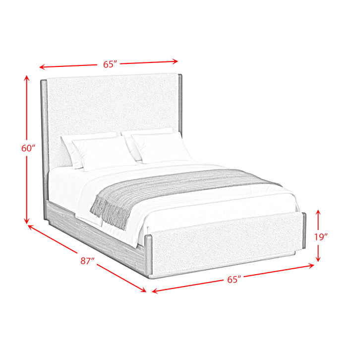 Brisbane UPH Bed with Boucle Beige and LED