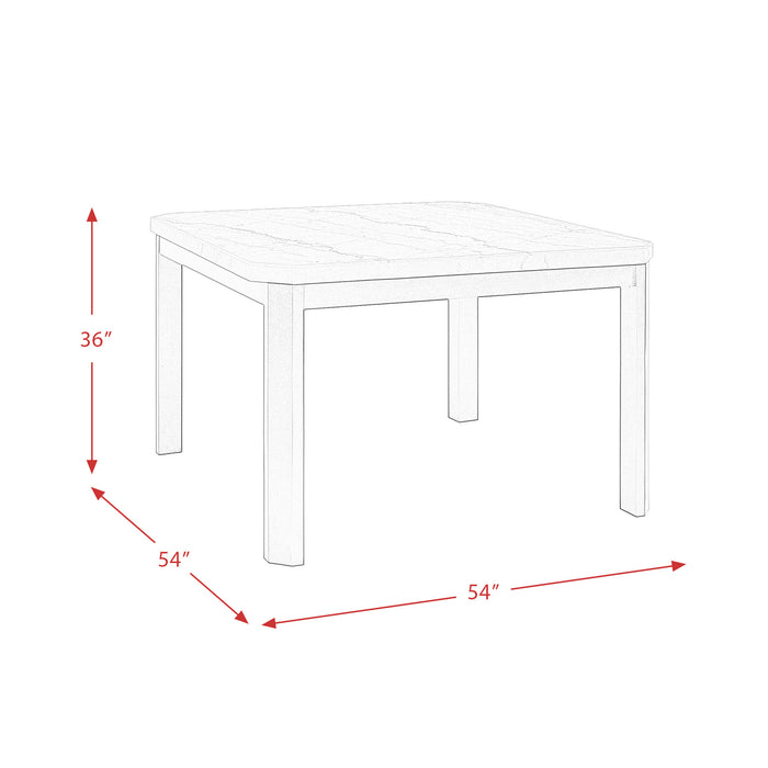 Francesca White Marble Square 5PC Counter Height Dining Set-Table & Four Grey PU Chairs - Vida Furniture (Laredo,TX)