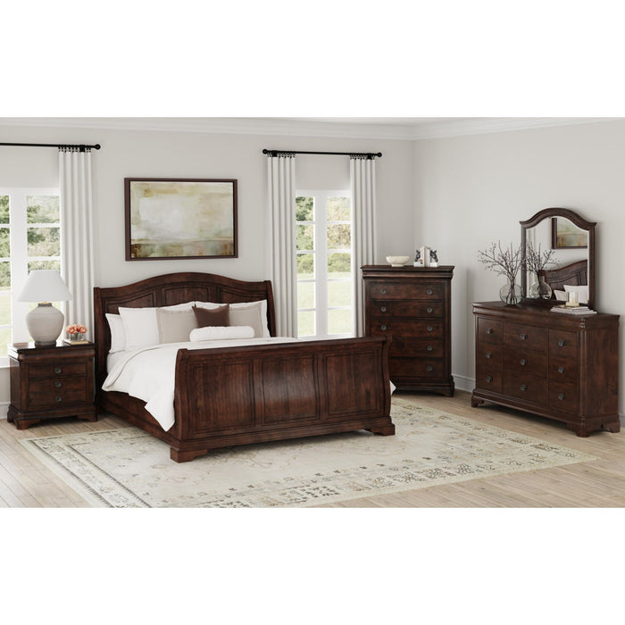 Cameron Cherry Sleigh Bed