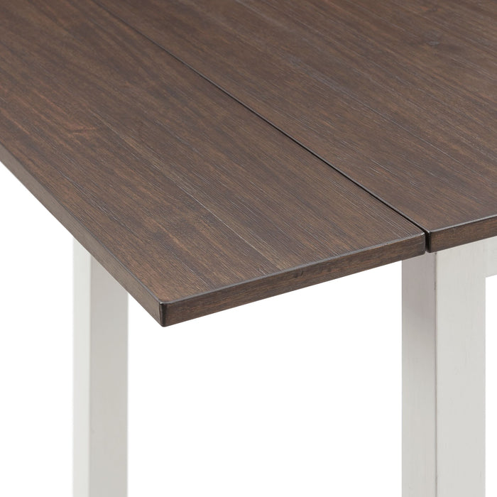 Martin 3 pc Drop Leaf Dining Set (Dark Brown Top - White Base) - Vida Furniture (Laredo,TX)