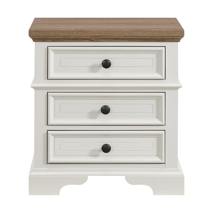 Eastwood Youth 3-Drawer Nightstand in Brown and Off-White