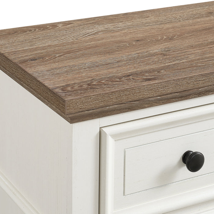 Eastwood Youth Dresser and Mirror Set in Brown and Off-White