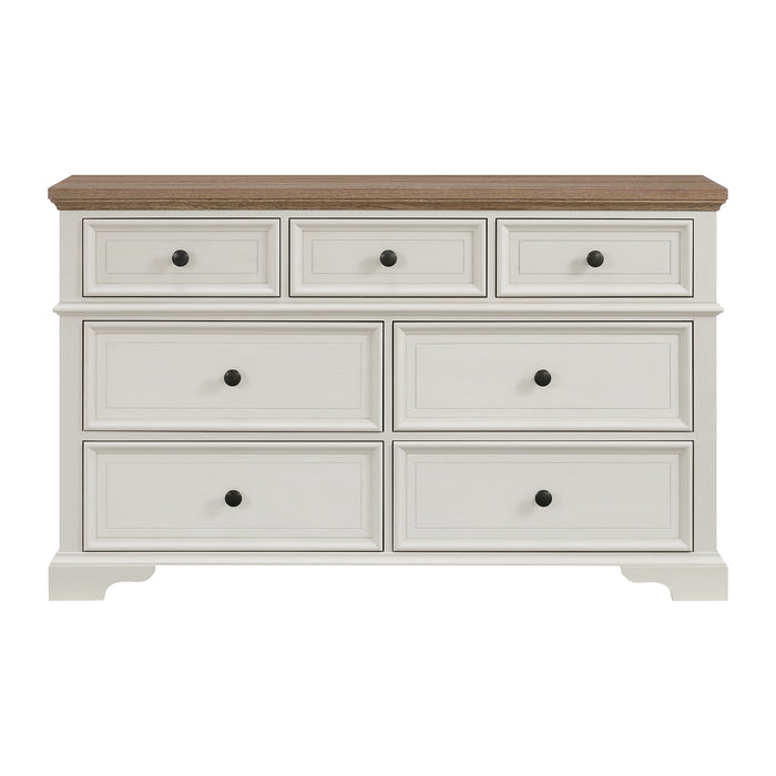 Eastwood Youth 7-Drawer Dresser in Brown and Off-White