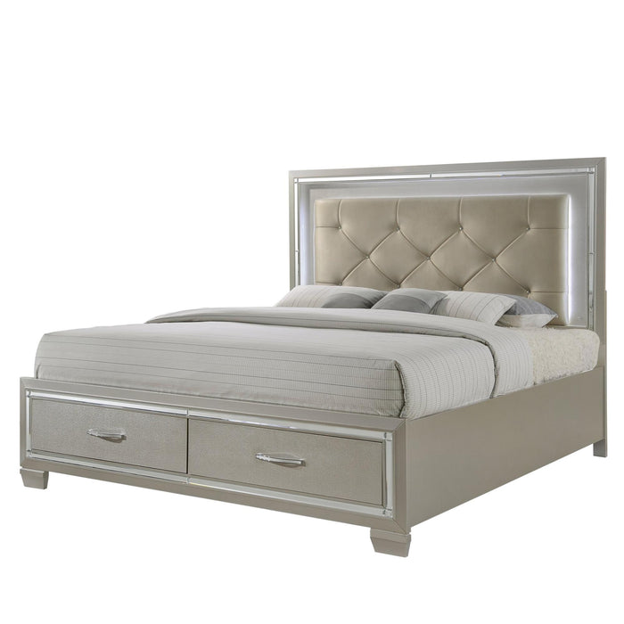 Platinum Queen Platform Storage Bed - Vida Furniture (Laredo,TX)