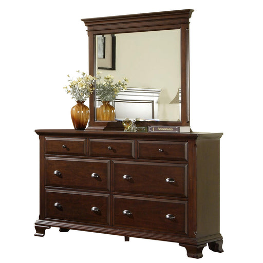 Canton Cherry Dresser & Mirror Set - Vida Furniture (Laredo,TX)
