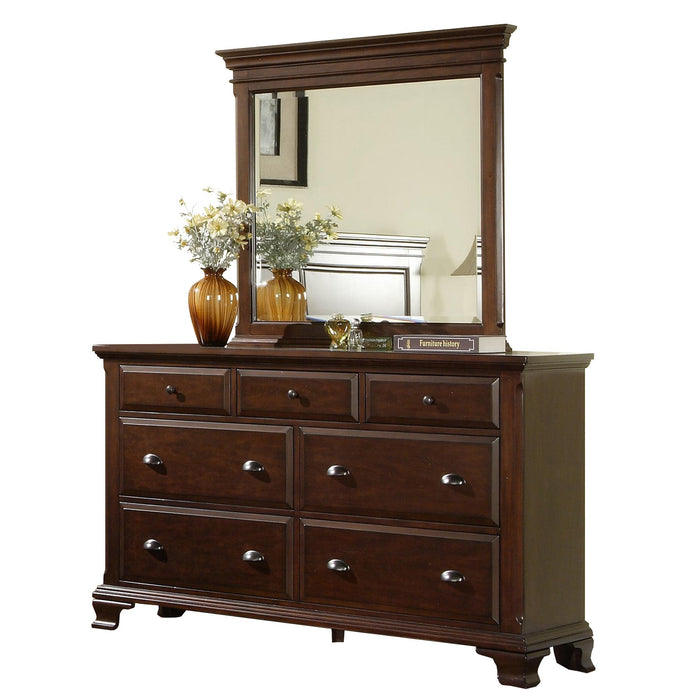 Canton Cherry Dresser & Mirror Set - Vida Furniture (Laredo,TX)
