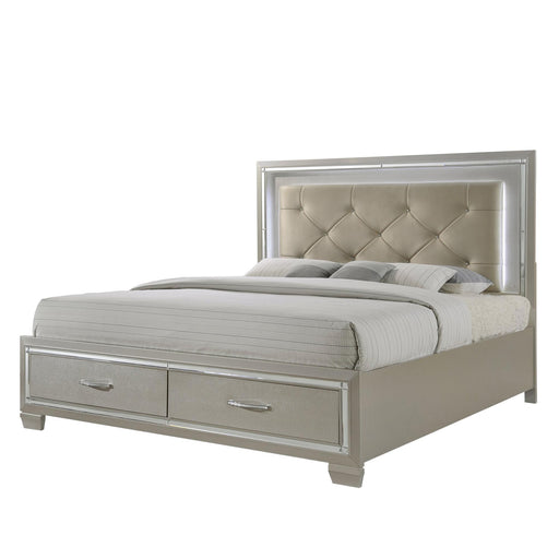 Platinum King Platform Storage Bed - Vida Furniture (Laredo,TX)
