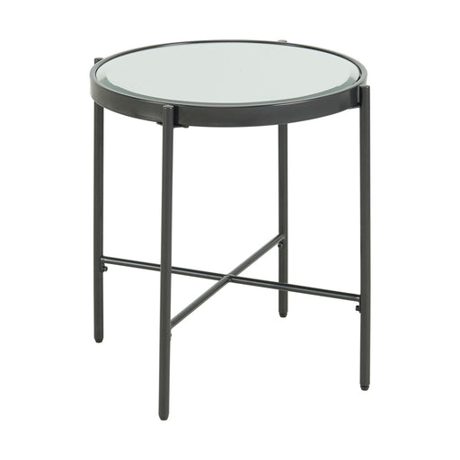 Vienna Round End Table with Glass Top - Vida Furniture (Laredo,TX)