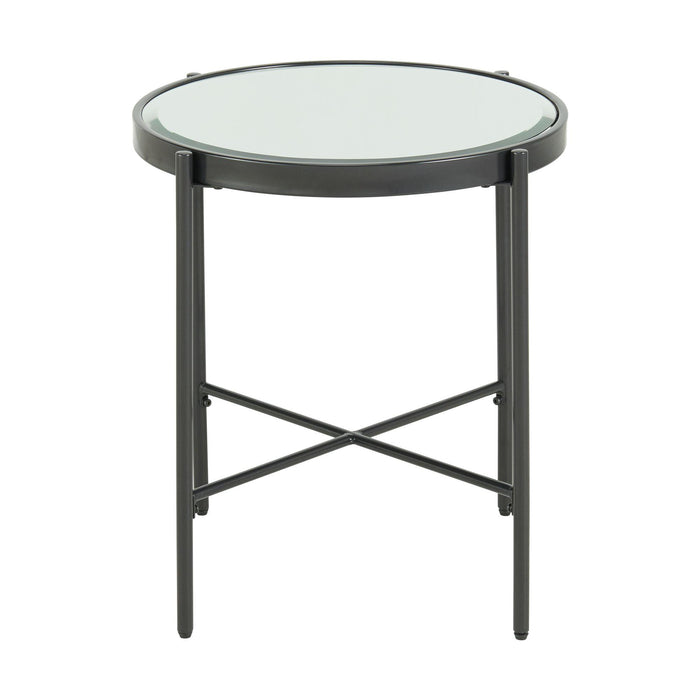 Vienna Round End Table with Glass Top - Vida Furniture (Laredo,TX)