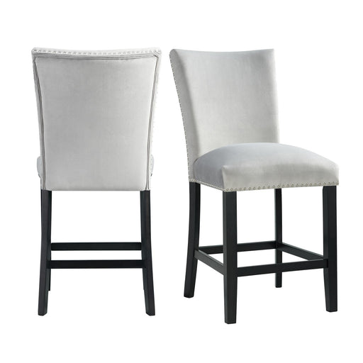 Francesca Gray Velvet Counter Height Chair Set of 2 - Vida Furniture (Laredo,TX)