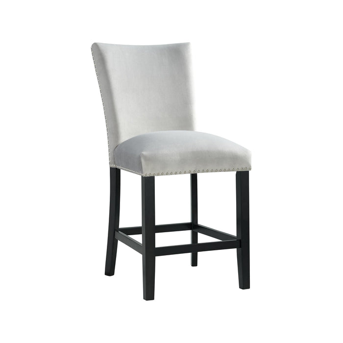 Francesca Gray Velvet Counter Height Chair Set of 2 - Vida Furniture (Laredo,TX)