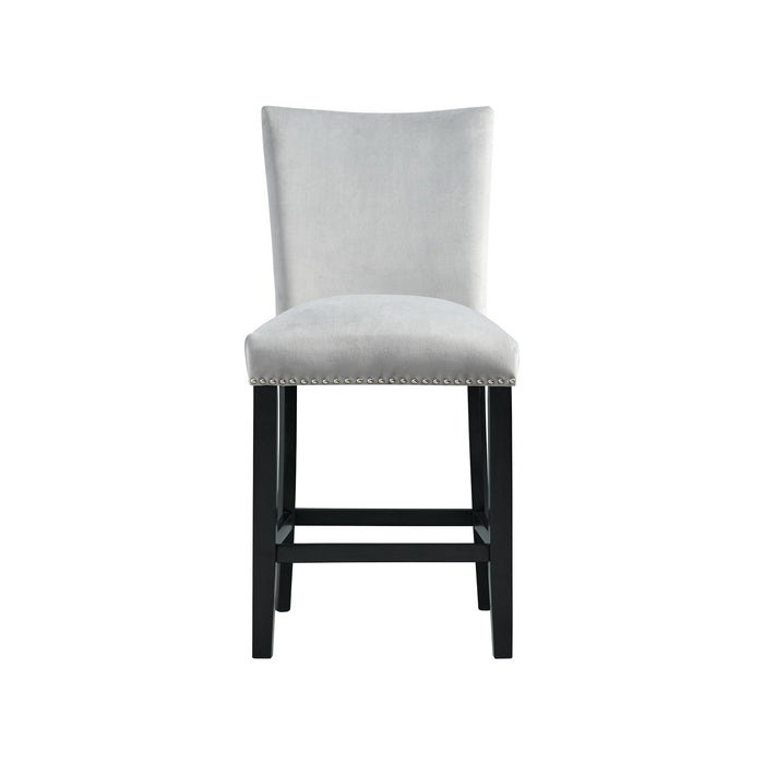 Francesca Gray Velvet Counter Height Chair Set of 2 - Vida Furniture (Laredo,TX)
