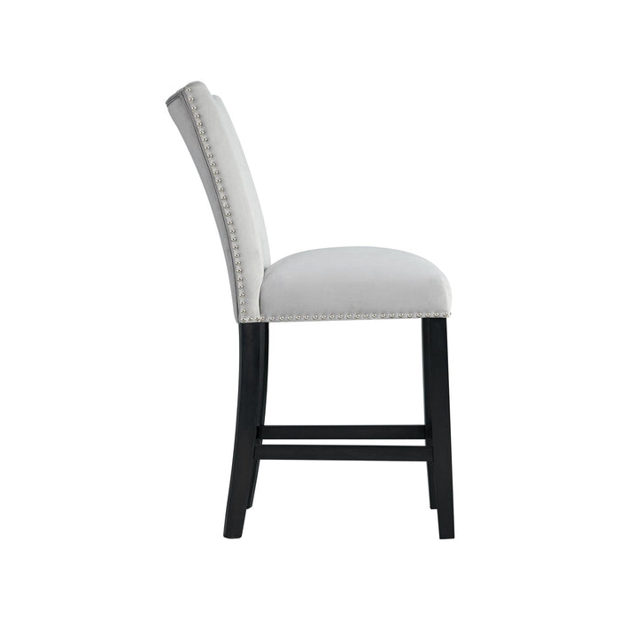 Francesca Gray Velvet Counter Height Chair Set of 2 - Vida Furniture (Laredo,TX)