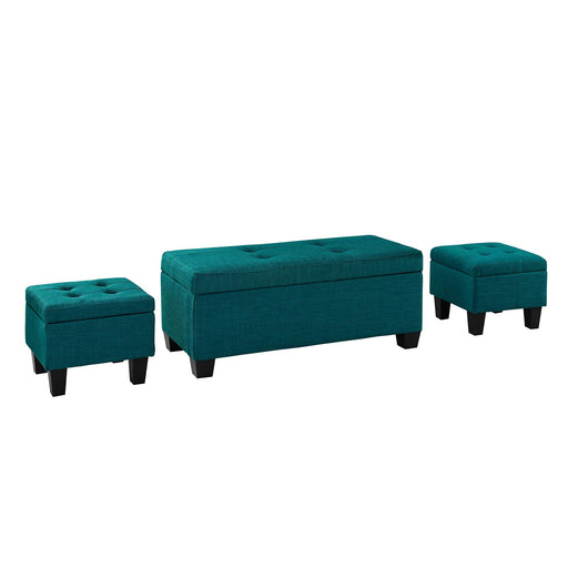 Ethan 3PK Storage Ottoman in Teal - Vida Furniture (Laredo,TX)