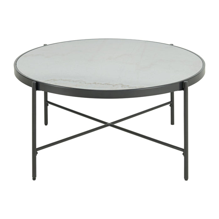 Vienna Round Coffee Table with Marble Top - Vida Furniture (Laredo,TX)