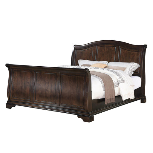 Cameron Cherry Queen Sleigh Bed - Vida Furniture (Laredo,TX)