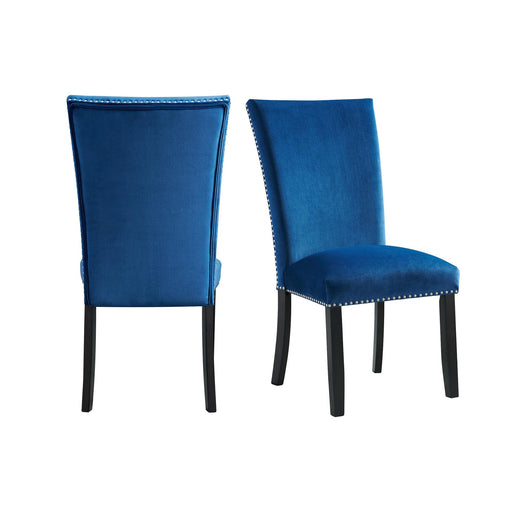 Francesca Blue Velvet Side Chair Set of 2 - Vida Furniture (Laredo,TX)