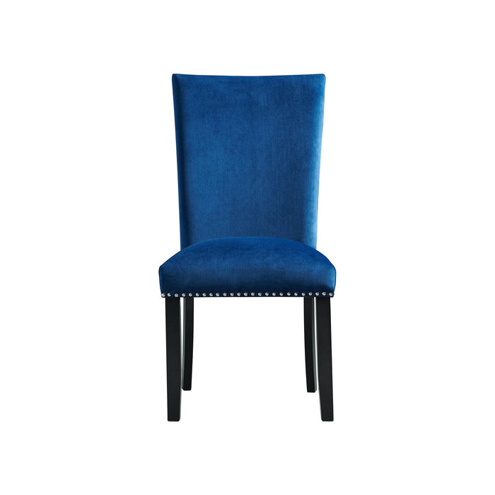 Francesca Blue Velvet Side Chair Set of 2 - Vida Furniture (Laredo,TX)