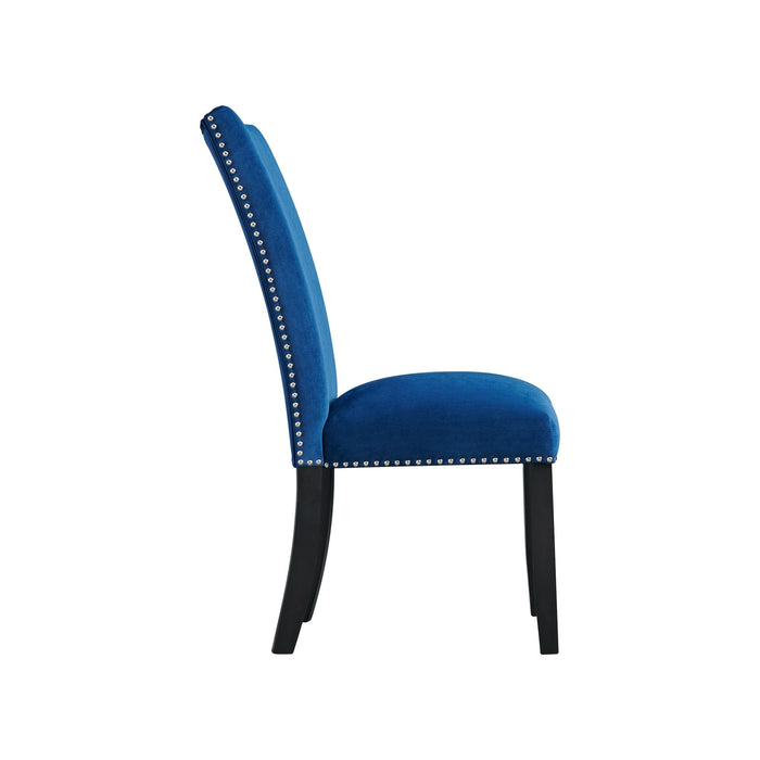 Francesca Blue Velvet Side Chair Set of 2 - Vida Furniture (Laredo,TX)