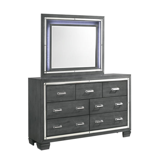Titanium 7-Drawer Dresser w/ Mirror Set - Vida Furniture (Laredo,TX)