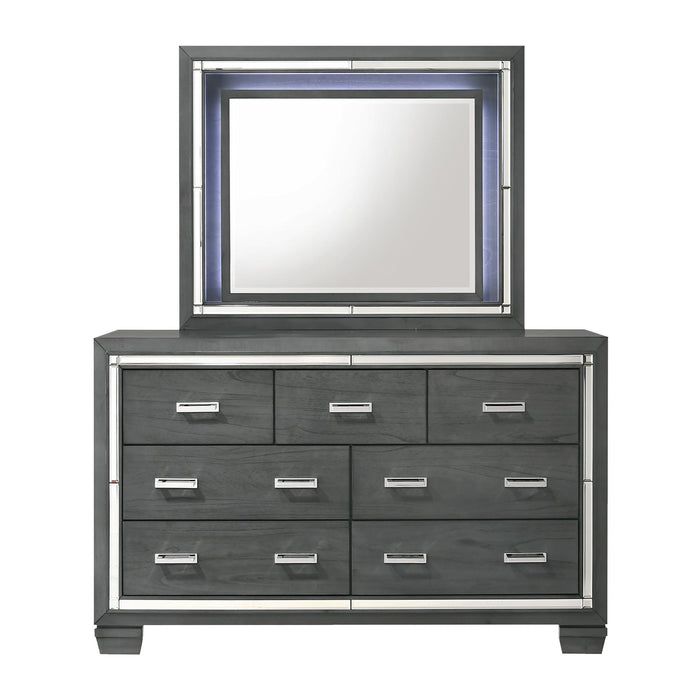 Titanium 7-Drawer Dresser w/ Mirror Set - Vida Furniture (Laredo,TX)