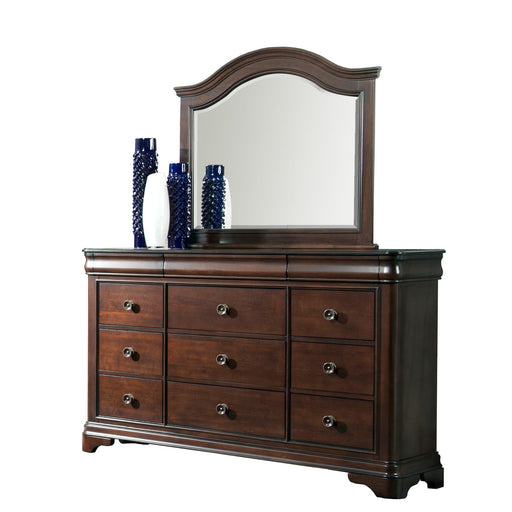 Cameron Cherry Dresser & Mirror Set - Vida Furniture (Laredo,TX)