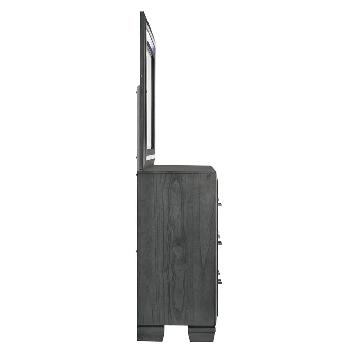 Titanium 7-Drawer Dresser w/ Mirror Set - Vida Furniture (Laredo,TX)