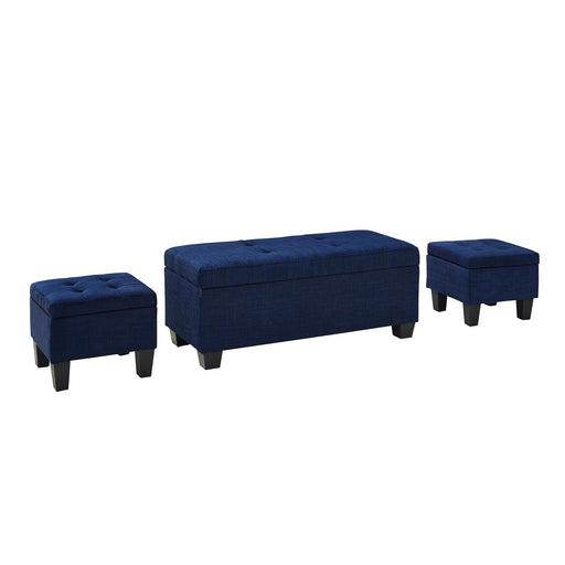 Ethan 3PK Storage Ottoman in Blue - Vida Furniture (Laredo,TX)