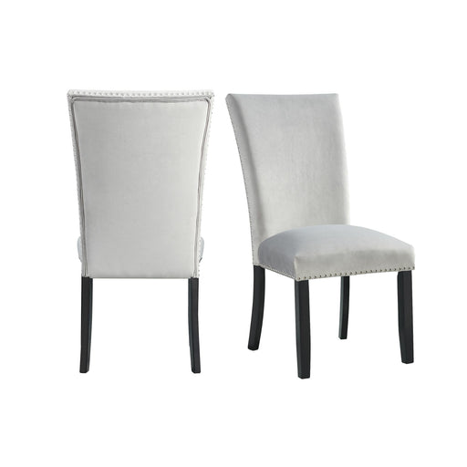Francesca Gray Velvet Side Chair set of 2 - Vida Furniture (Laredo,TX)