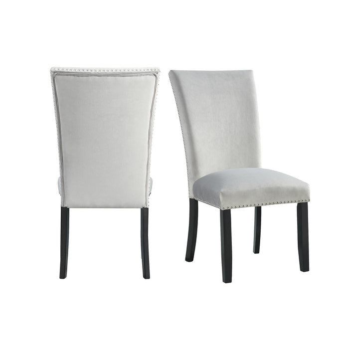 Francesca Gray Velvet Side Chair set of 2 - Vida Furniture (Laredo,TX)
