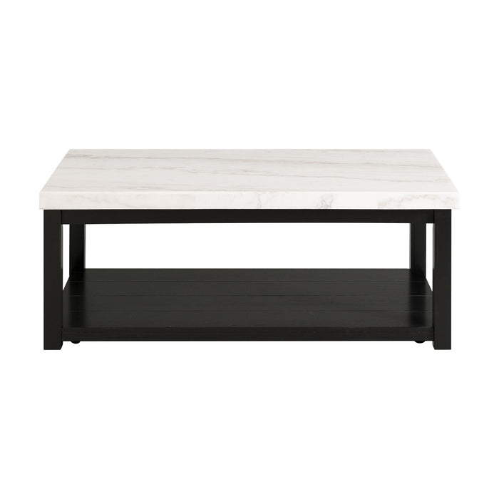 Marcello White Marble Rectangle Coffee Table - Vida Furniture (Laredo,TX)