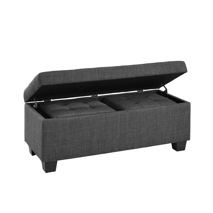 Ethan 3PK Storage Ottoman in Charcoal - Vida Furniture (Laredo,TX)