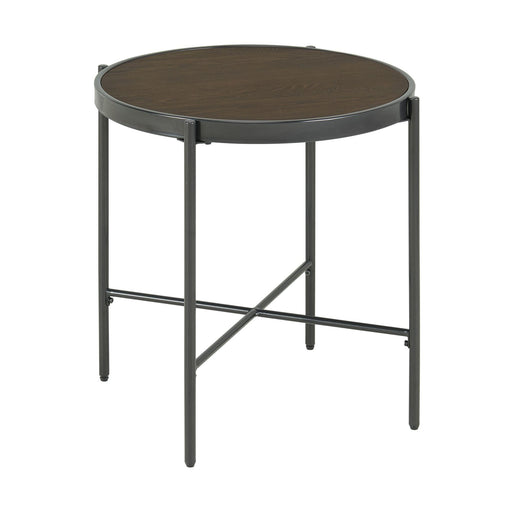 Vienna Round End Table with Wooden Top - Vida Furniture (Laredo,TX)