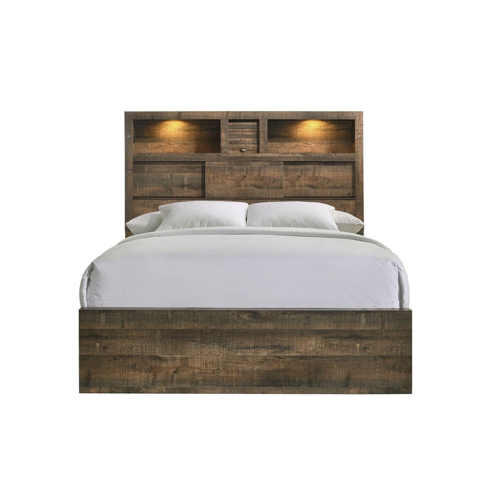 Bailey Queen Bookcase Panel Bed with Bluetooth - Vida Furniture (Laredo,TX)