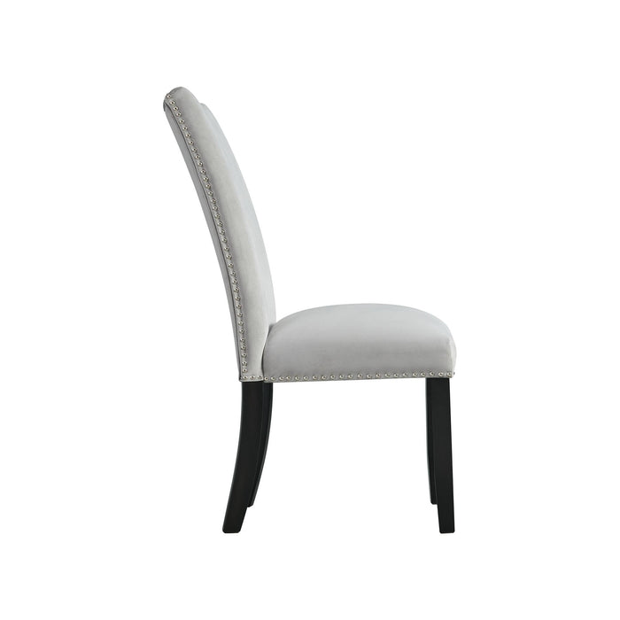 Francesca Gray Velvet Side Chair set of 2 - Vida Furniture (Laredo,TX)