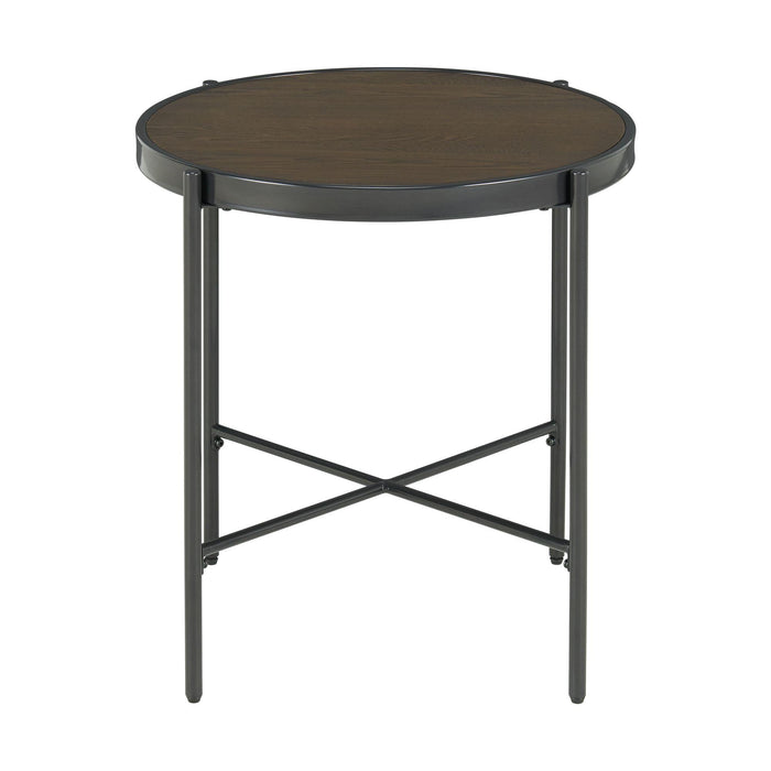 Vienna Round End Table with Wooden Top - Vida Furniture (Laredo,TX)