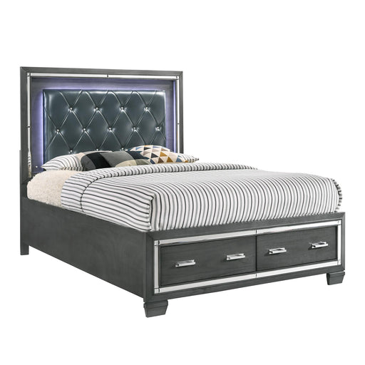 Titanium Queen Tufted Upholstered Storage Bed - Vida Furniture (Laredo,TX)