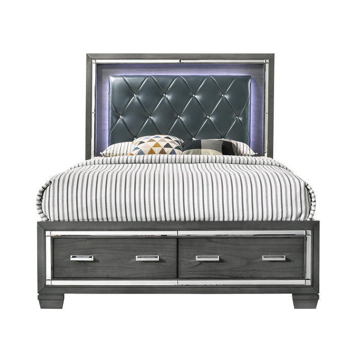 Titanium Queen Tufted Upholstered Storage Bed - Vida Furniture (Laredo,TX)